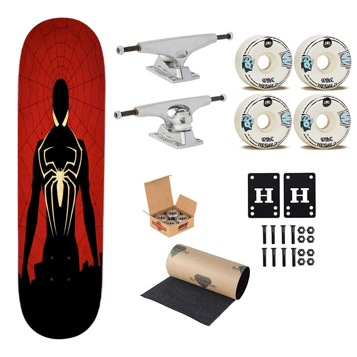 Spiderman Minimalist Grunge Skateboard Complete Board 8.0" X 31.75"