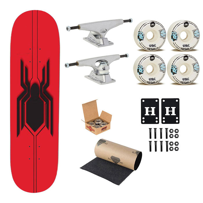 Spiderman Symbol Evolution Skateboard Complete Board 8.0" X 31.75"