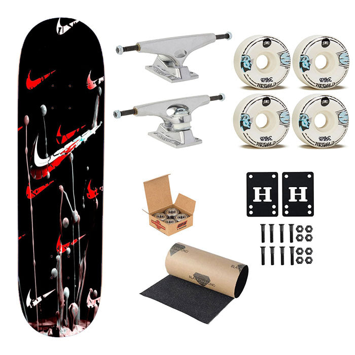 Splash Nike Splatter On Black Skateboard Complete Board 8.0" X 31.75"