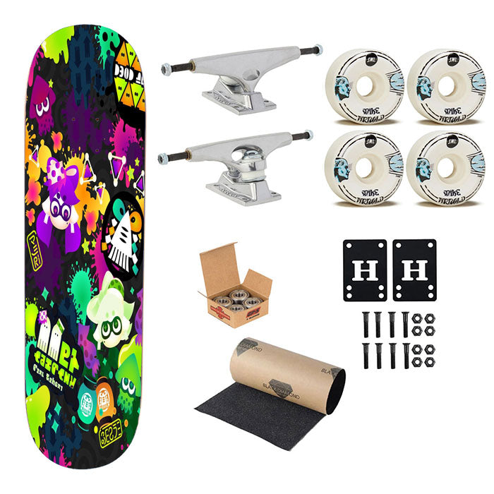 Splatoon Colorful Splat Skateboard Complete Board 8.0" X 31.75"