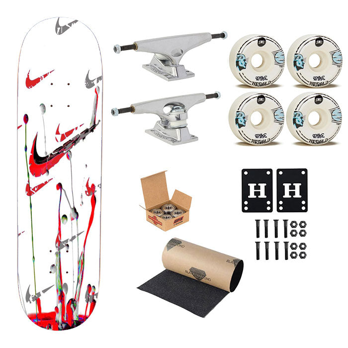 Splatter Splash Color Nike Pattern Style Skateboard Complete Board 8.0" X 31.75"