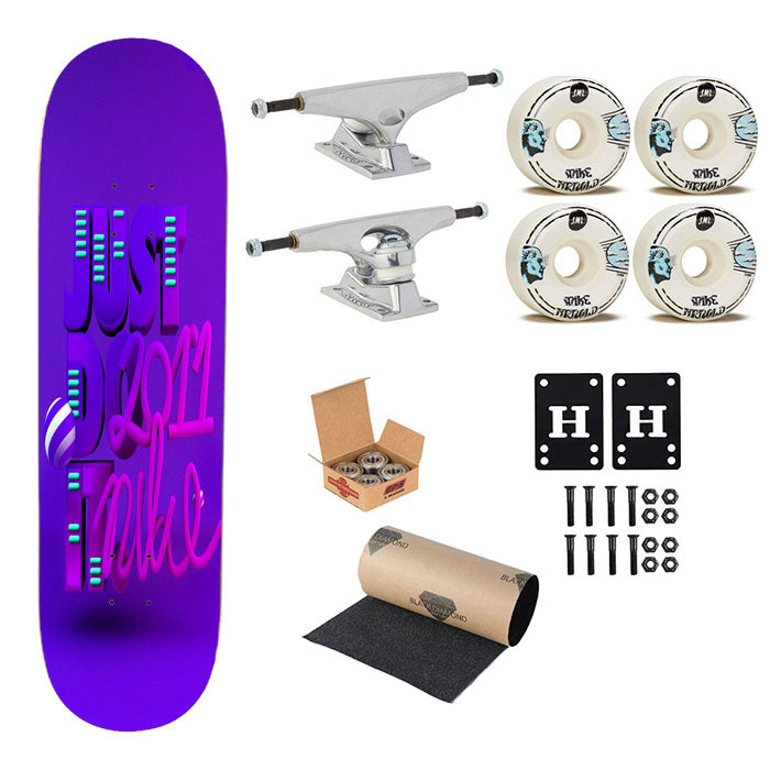 Sport Just Do It Purple Skateboard Complete Board 8.0" X 31.75"