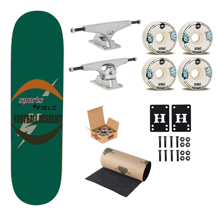 Sports Field Football Academy Logos Skateboard Complete Board 8.0" X 31.75"
