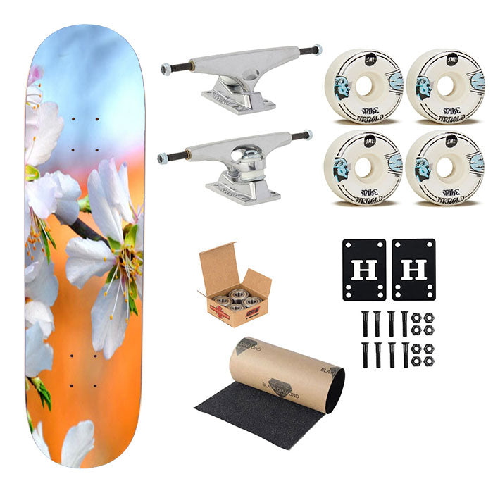Spring Almond Flowers Skateboard Complete Board 8.0" X 31.75"