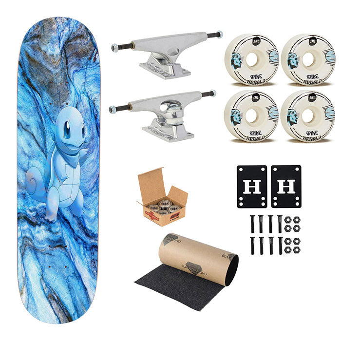 Squirtle Blue Marble X Stone Skateboard Complete Board 8.0" X 31.75"