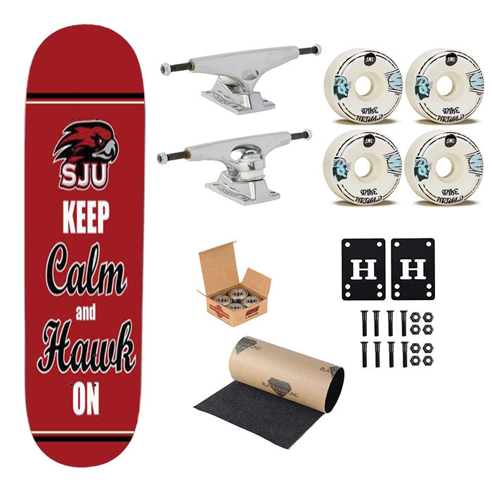 St Joseph U Keep Calm Hawk On Skateboard Complete Board 8.0" X 31.75"