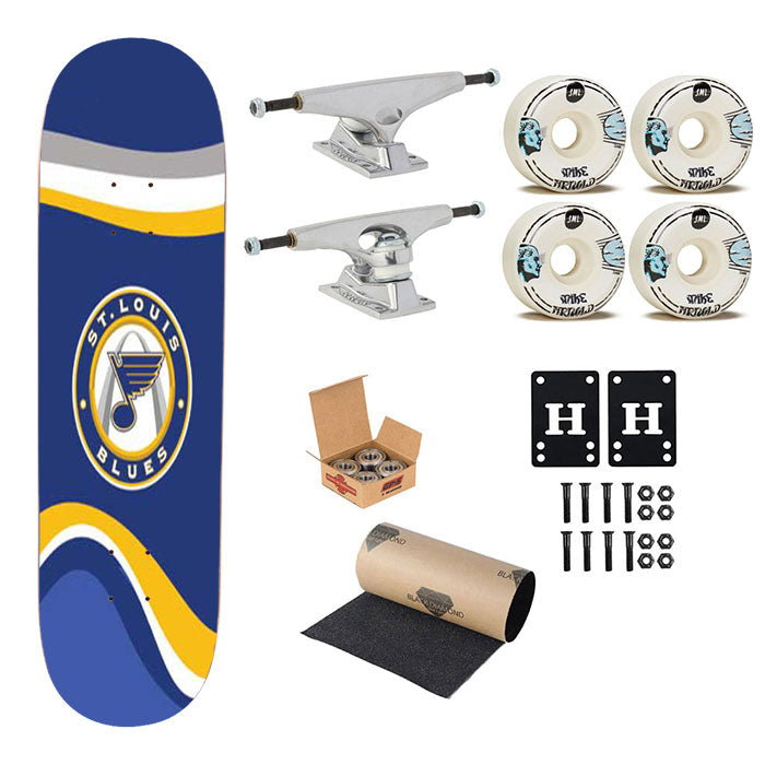 St Louis Blues Wavy Banners Logo Skateboard Complete Board 8.0" X 31.75"