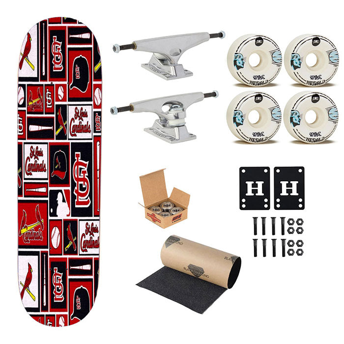 St Louis Cardinals Baseball Doodle Logo Skateboard Complete Board 8.0" X 31.75"