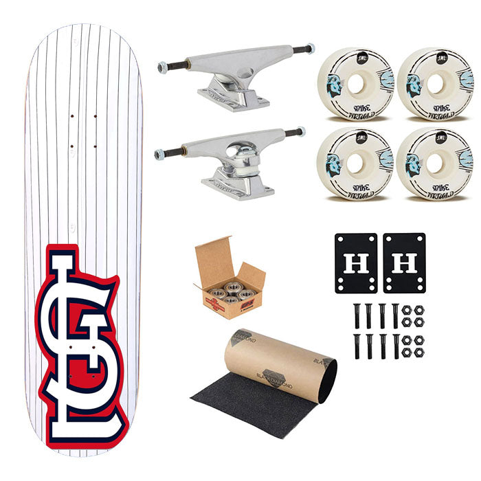 St Louis Cardinals Jersey White Skateboard Complete Board 8.0" X 31.75"