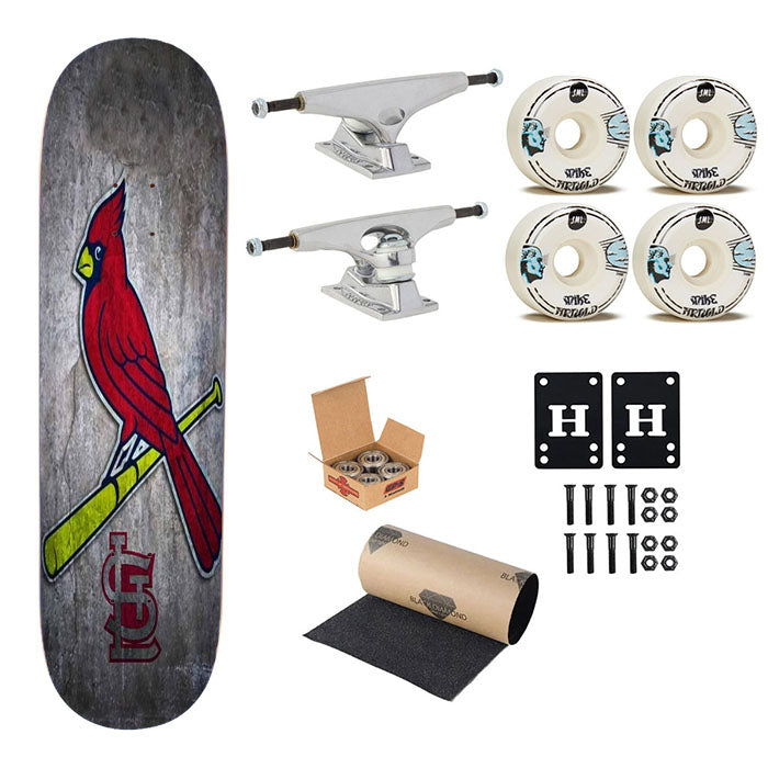 St Louis Cardinals Stone Logo Nfl Skateboard Complete Board 8.0" X 31.75"