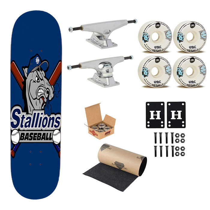 Stallions Baseball Logo Blue Skateboard Complete Board 8.0" X 31.75"