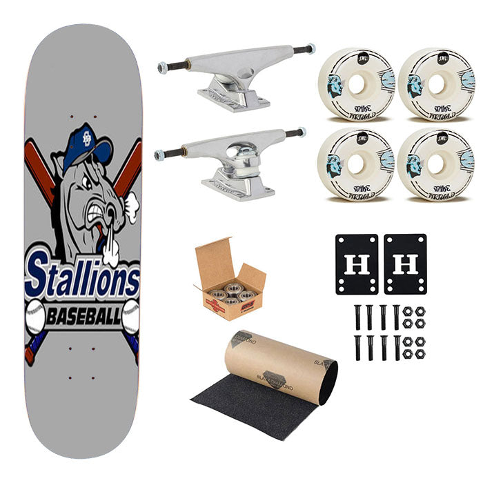 Stallions Baseball Logo Gray Skateboard Complete Board 8.0" X 31.75"