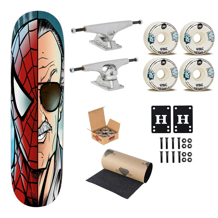 Stan Lee Vs Spider Man Skateboard Complete Board 8.0" X 31.75"