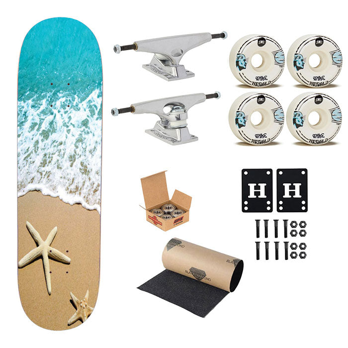 Star Fish In Beach Skateboard Complete Board 8.0" X 31.75"