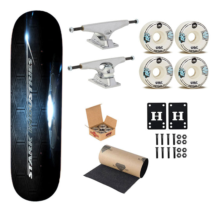 Stark Industries Plant X Iron Man Skateboard Complete Board 8.0" X 31.75"