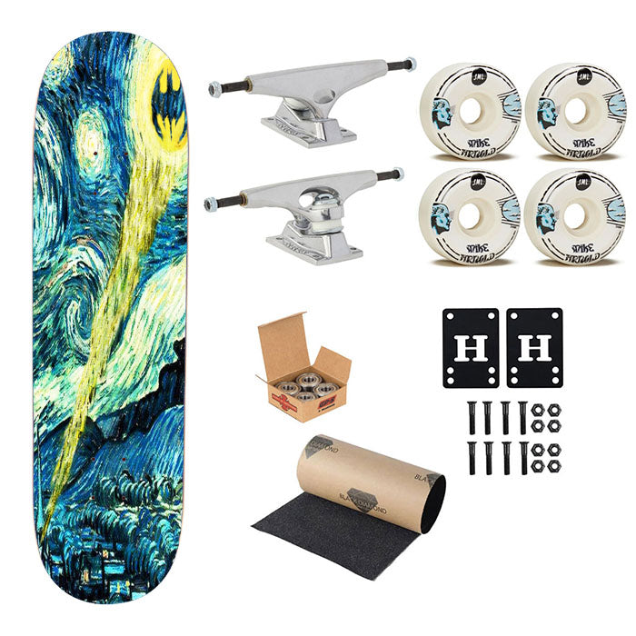 Starry Night Batman Logo Skateboard Complete Board 8.0" X 31.75"