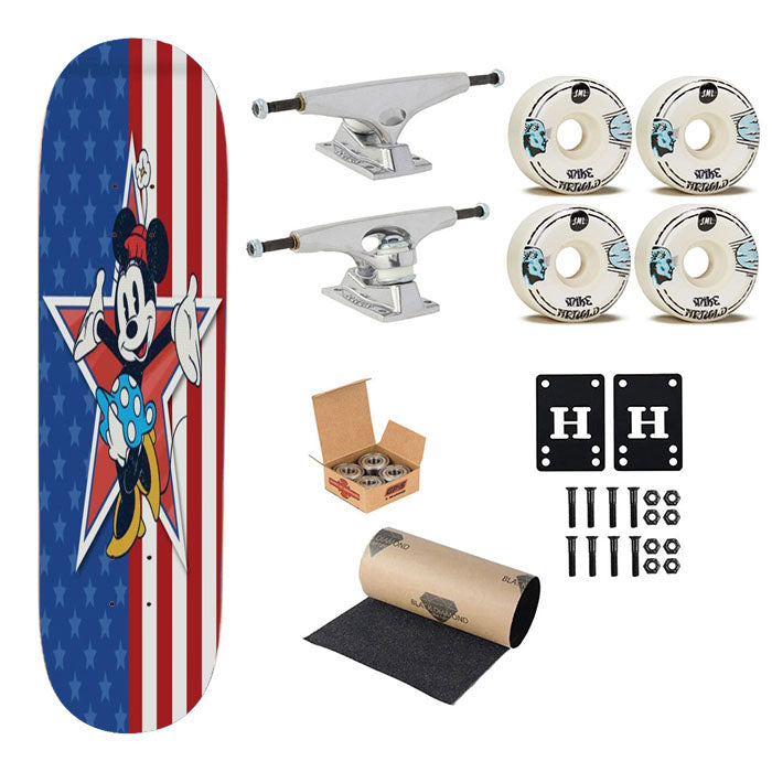 Stars And Stripes Minnie Skateboard Complete Board 8.0" X 31.75"