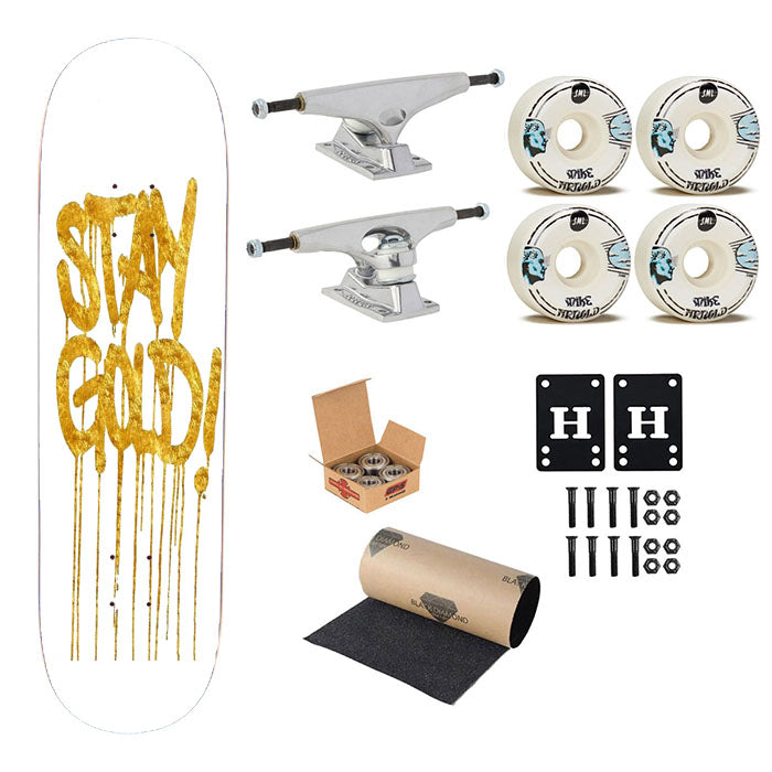 Stay Gold Dorado Glitter Pattern Skateboard Complete Board 8.0" X 31.75"