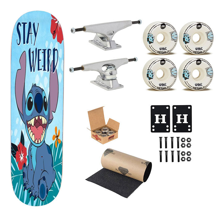 Stay Weird Stitch Skateboard Complete Board 8.0" X 31.75"
