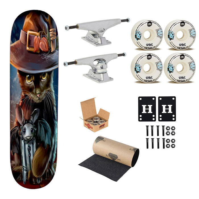 Steampunk Cat Halloween Skateboard Complete Board 8.0" X 31.75"