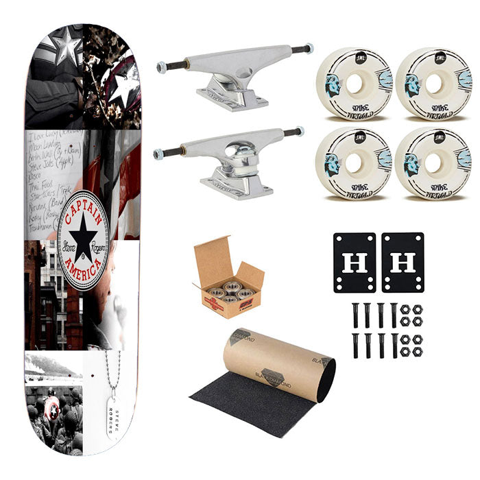 Steve Rogers Captain America X Converse Skateboard Complete Board 8.0" X 31.75"