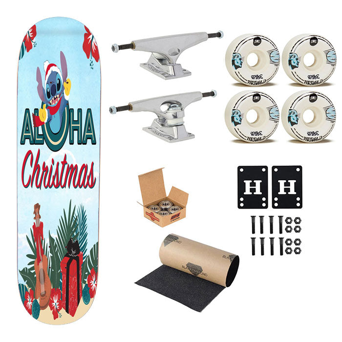 Stitch Aloha Christmas Skateboard Complete Board 8.0" X 31.75"