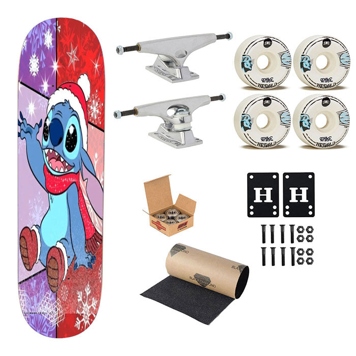 Stitch Red Christmas Skateboard Complete Board 8.0" X 31.75"