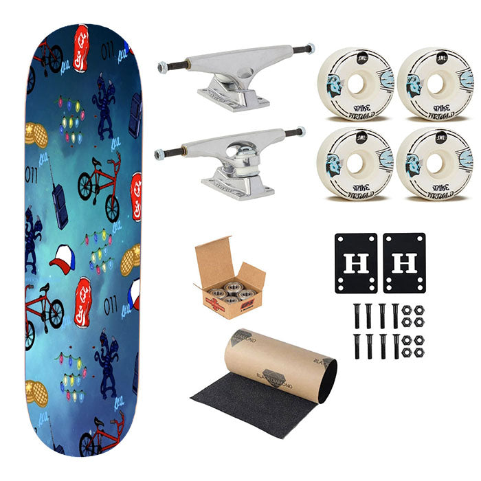 Stranger Things Pattern Icon Skateboard Complete Board 8.0" X 31.75"