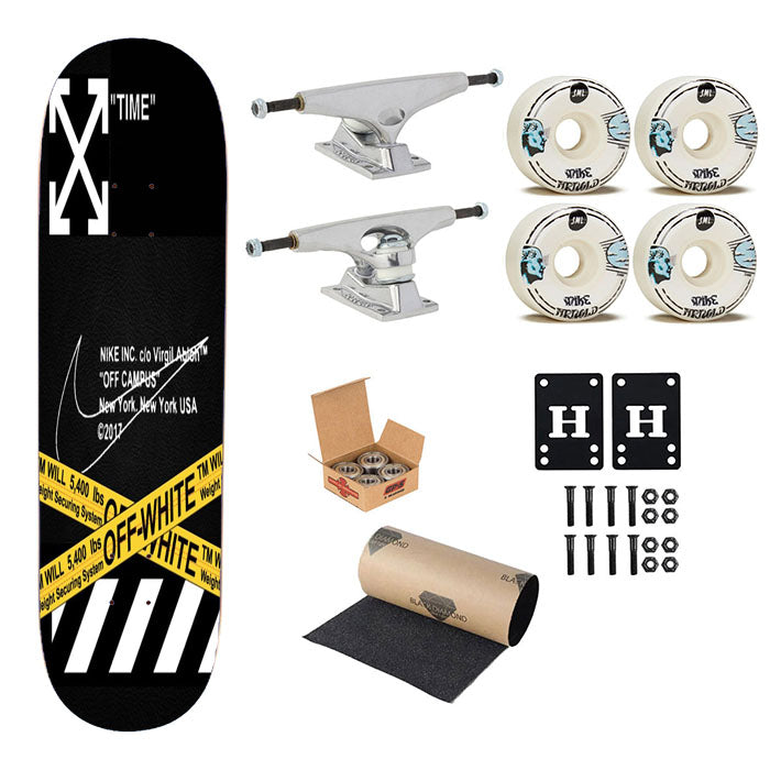 Stripe Arrow Off White New York Black Wallpaper Skateboard Complete Board 8.0" X 31.75"