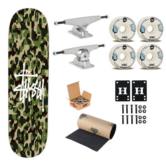 Stussy Bape Camouflage Green Skateboard Complete Board 8.0" X 31.75"