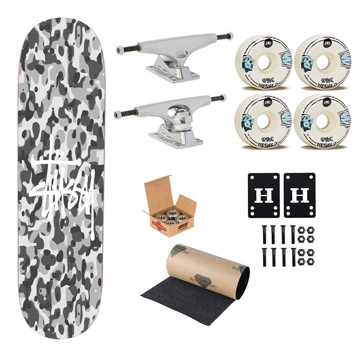 Stussy Bape Camouflage Grey Skateboard Complete Board 8.0" X 31.75"