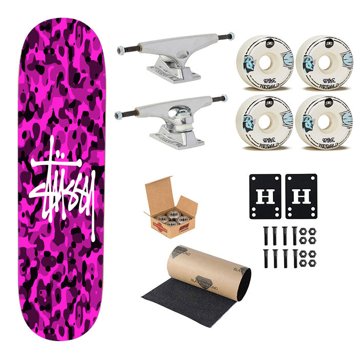 Stussy Bape Camouflage Purple Skateboard Complete Board 8.0" X 31.75"
