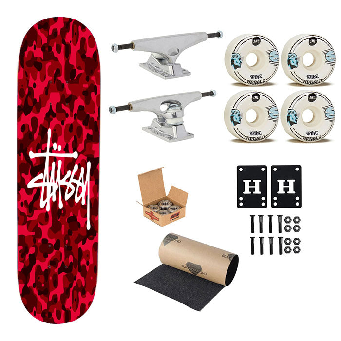 Stussy Bape Camouflage Red Skateboard Complete Board 8.0" X 31.75"