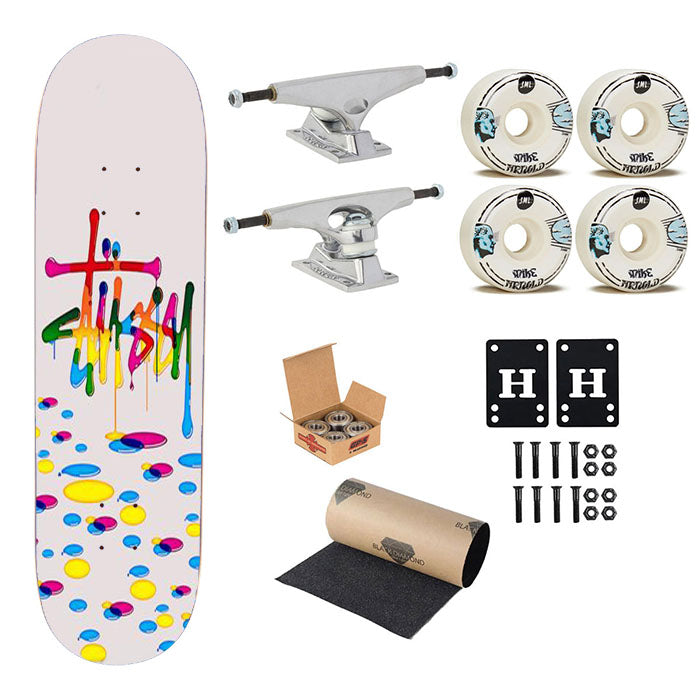 Stussy Drops Of Paint Skateboard Complete Board 8.0" X 31.75"