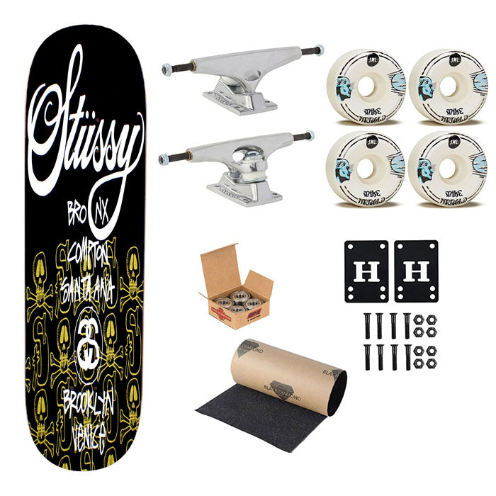 Stussy Skulls Pattern Skateboard Complete Board 8.0" X 31.75"