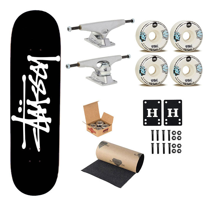 Stussy White Skateboard Complete Board 8.0" X 31.75"