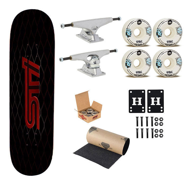 Subaru Sti Red Skateboard Complete Board 8.0" X 31.75"