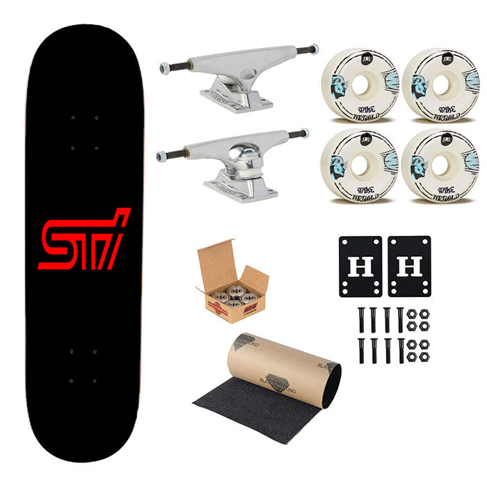 Subaru Sti Red Logo Skateboard Complete Board 8.0" X 31.75"