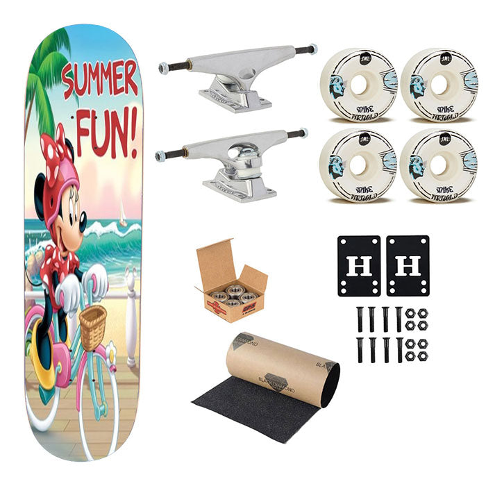 Summer Fun Bicycle Minnie Skateboard Complete Board 8.0" X 31.75"