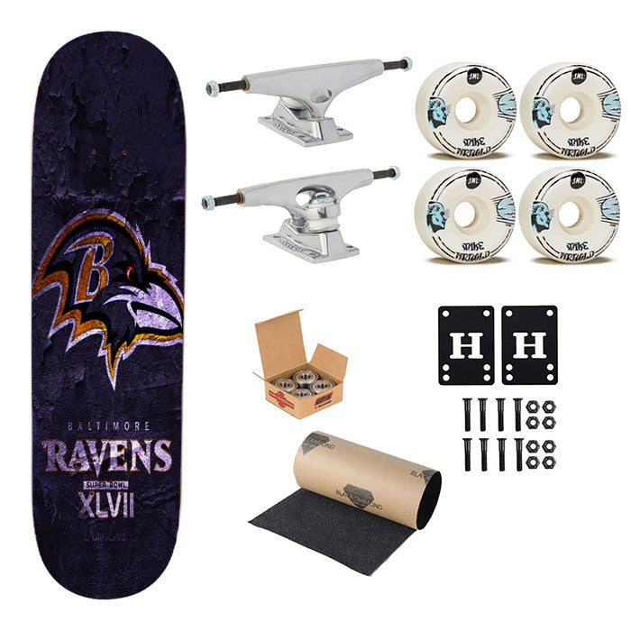 Super Bowl 2013 Baltimore Ravens Wallpaper Skateboard Complete Board 8.0" X 31.75"