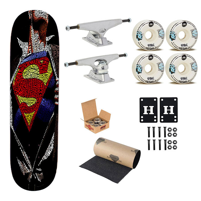 Super Hero Superman Word Ilustrasi Skateboard Complete Board 8.0" X 31.75"