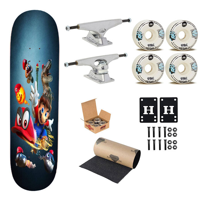 Super Mario Skateboard Complete Board 8.0" X 31.75"