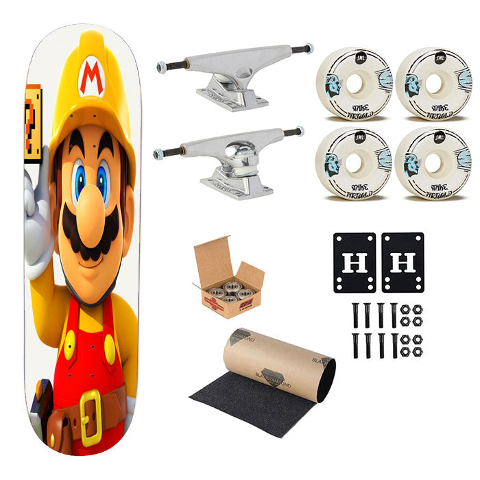 Super Mario Builder Skateboard Complete Board 8.0" X 31.75"