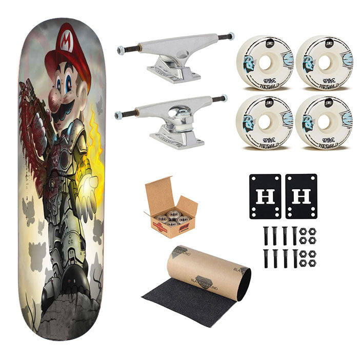 Super Mario Gears Of War Skateboard Complete Board 8.0" X 31.75"
