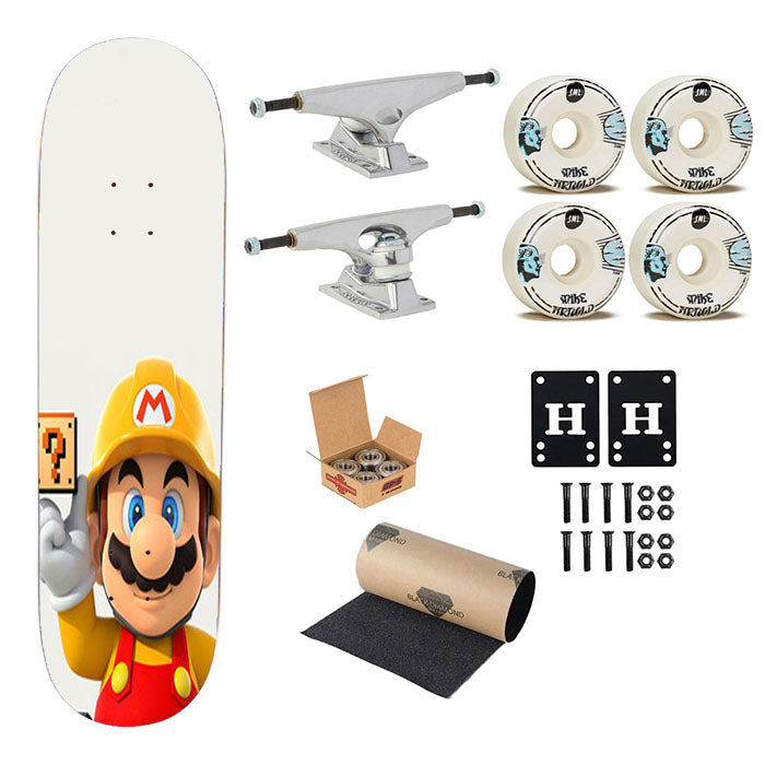 Super Mario Sign Question Skateboard Complete Board 8.0" X 31.75"