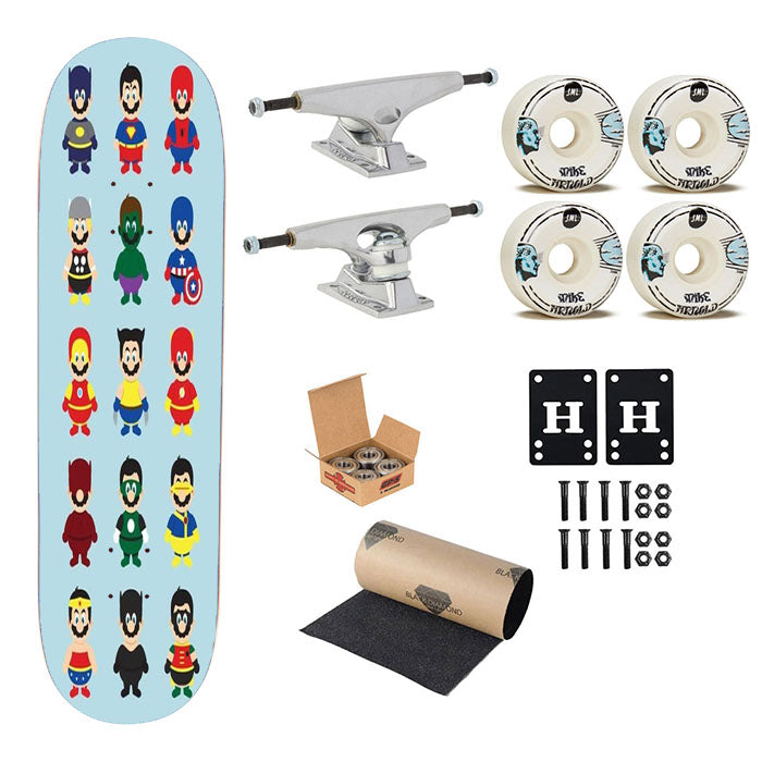 Super Mario Superhero Skateboard Complete Board 8.0" X 31.75"