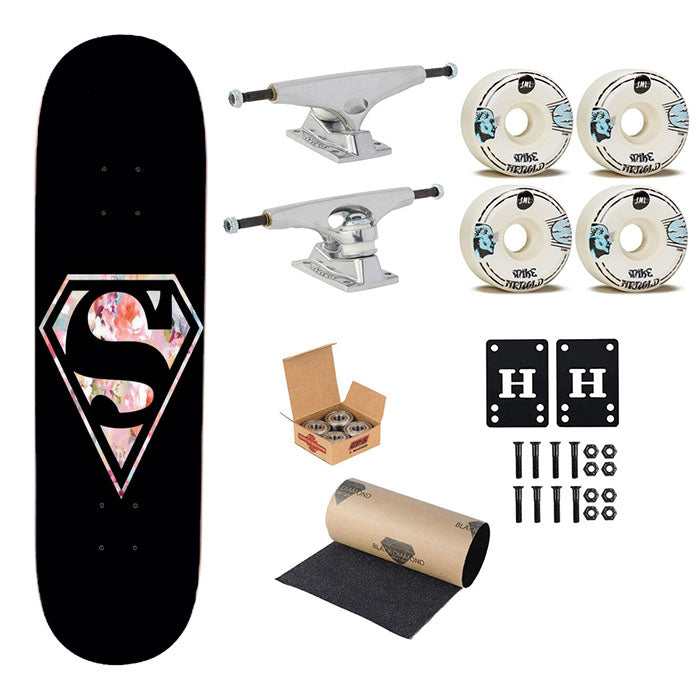 Superman Logo Skateboard Complete Board 8.0" X 31.75"