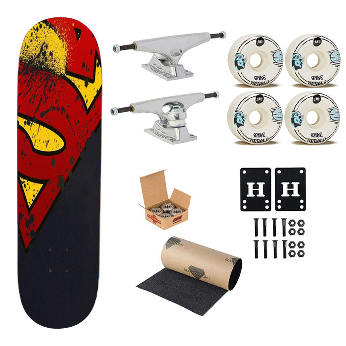 Superman Logo 2 Skateboard Complete Board 8.0" X 31.75"