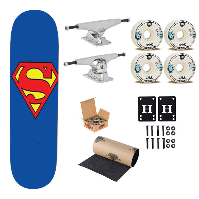 Superman Logo Plain Skateboard Complete Board 8.0" X 31.75"