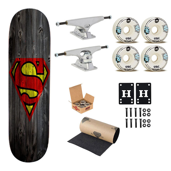 Superman Logo Wood Skateboard Complete Board 8.0" X 31.75"